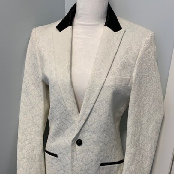 Edge Black & White Jacquard Suit Jacket Size Small - Picture 1 of 4